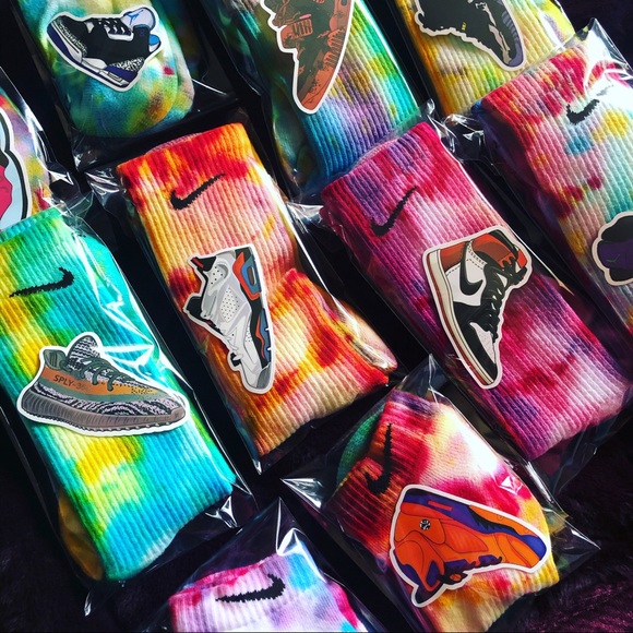 Rainbow Tie Dye Nike Socks - Picture 7 of 8